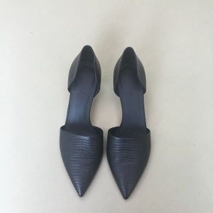 Vince black leather kitten heel pumps